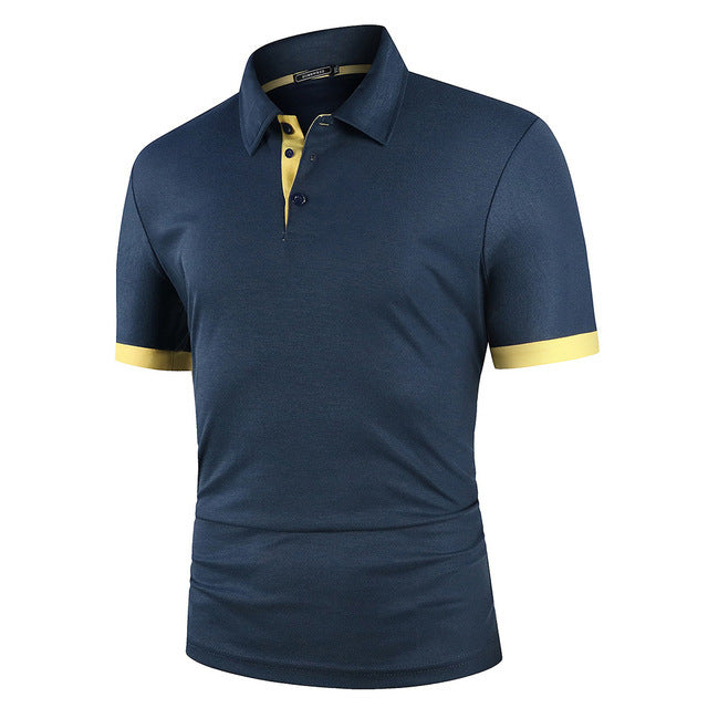 Men's Color Matching Polo Shirt Short-Sleeve Casual T-Shirt