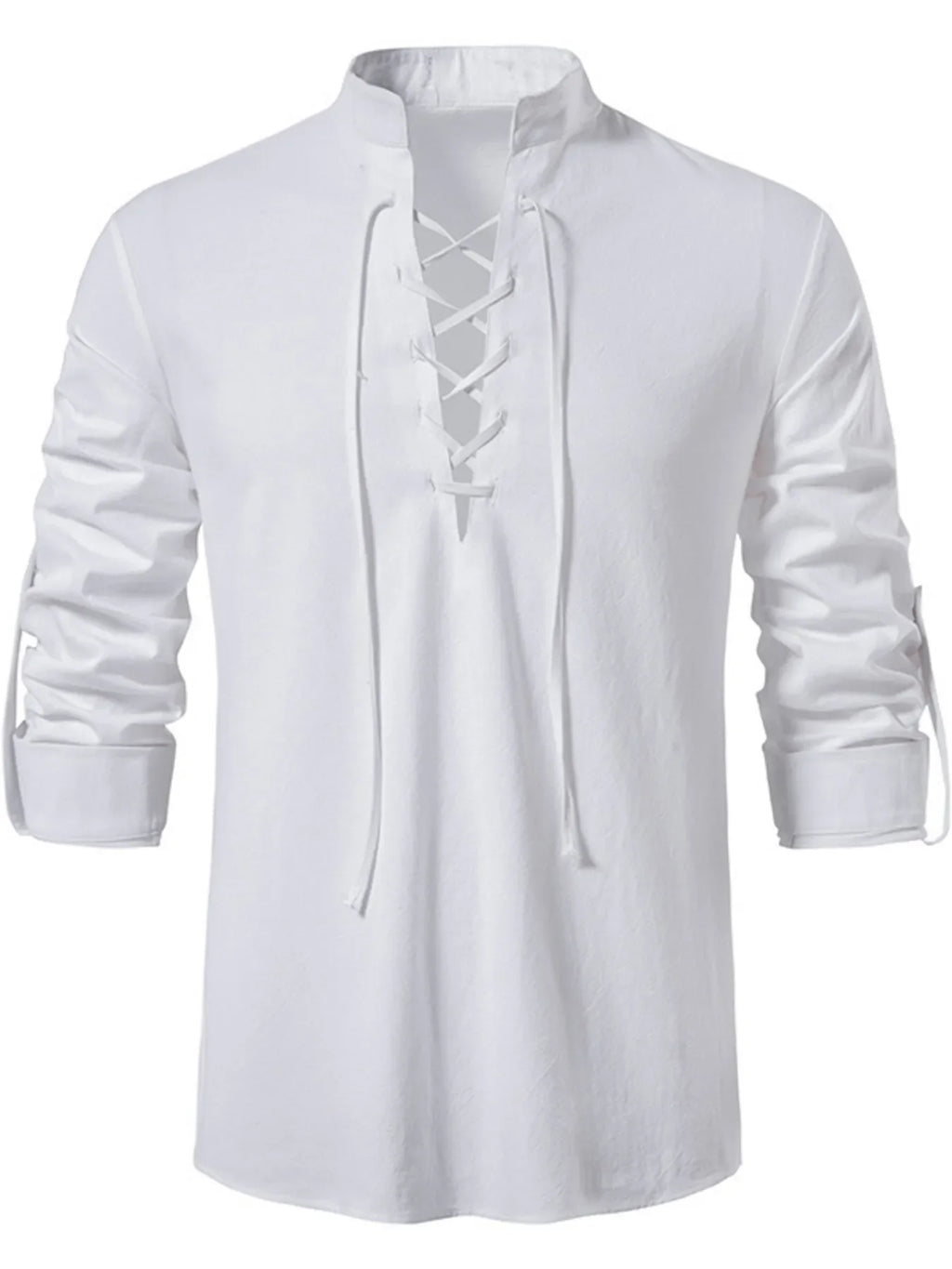 Men's Lace Up Long Sleeve Blouse