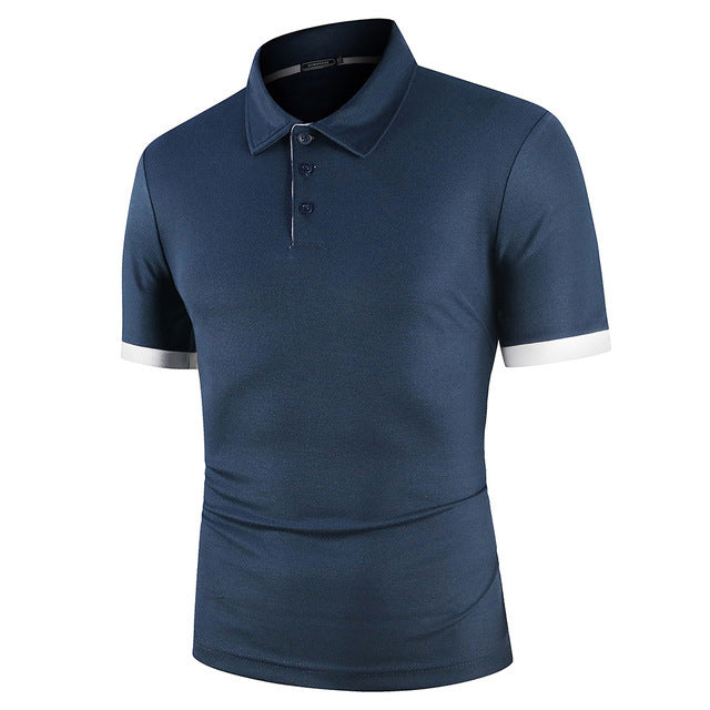 Men's Color Matching Polo Shirt Short-Sleeve Casual T-Shirt