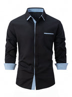 Men's Cotton Color-Matching Business Shirt Slim & Casual