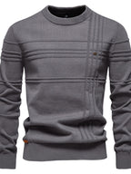 Men's Round Neck Striped Sweater