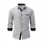 Men's Cotton Color-Matching Business Shirt Slim & Casual