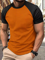 Men's Full Size Round Neck Contrast T-Shirt Plus Size