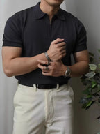 Men's Full Size Zip Collar Short Sleeve Polo Plus SIze