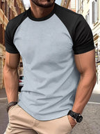 Men's Full Size Round Neck Contrast T-Shirt Plus Size