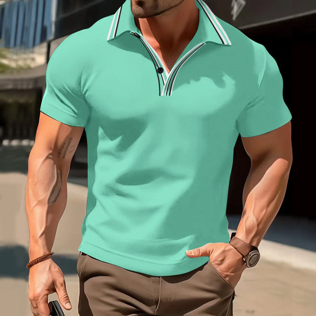 Men's V-Neck Button Business T-Shirt Versatile & Stylish