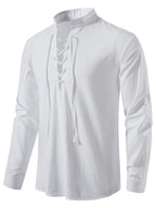 Men's Lace Up Long Sleeve Blouse