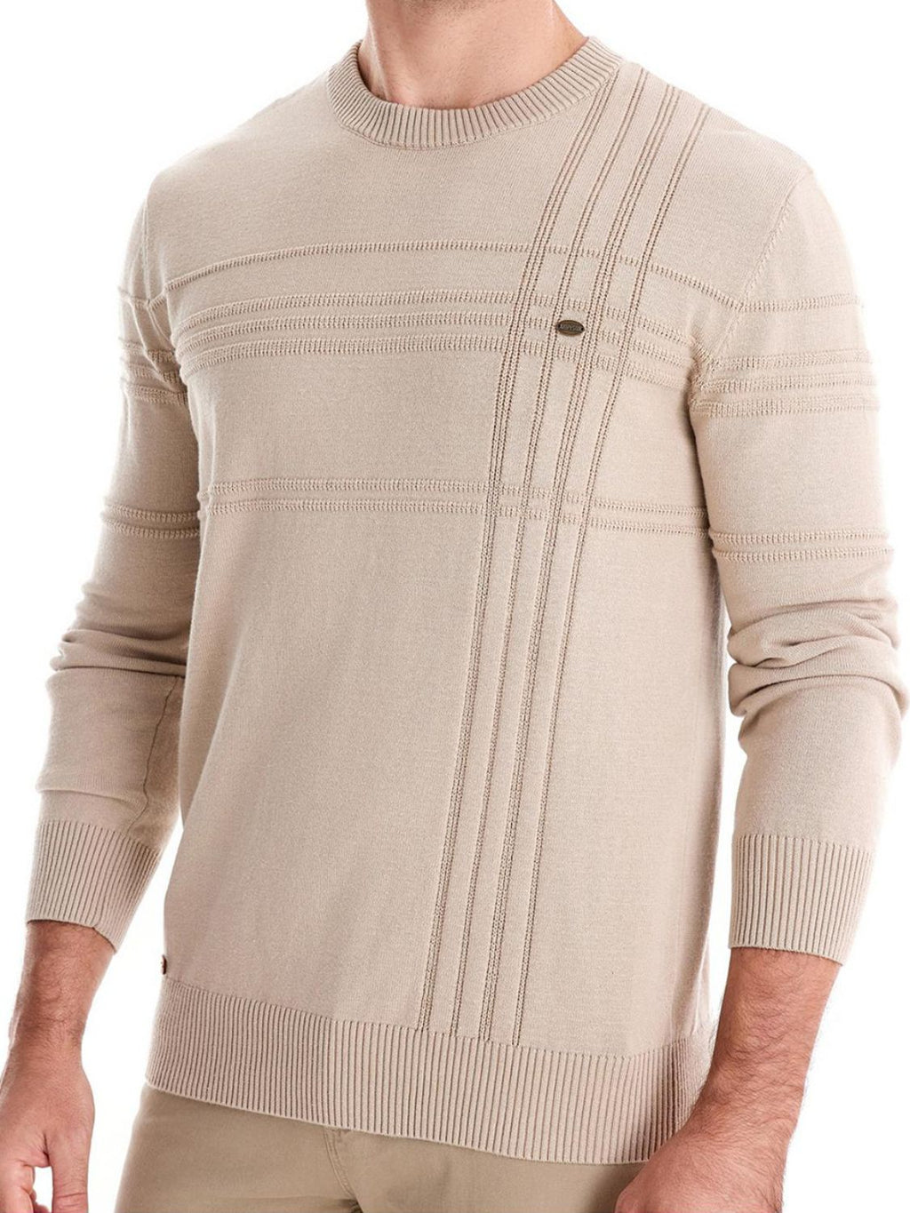Men's Round Neck Striped Sweater