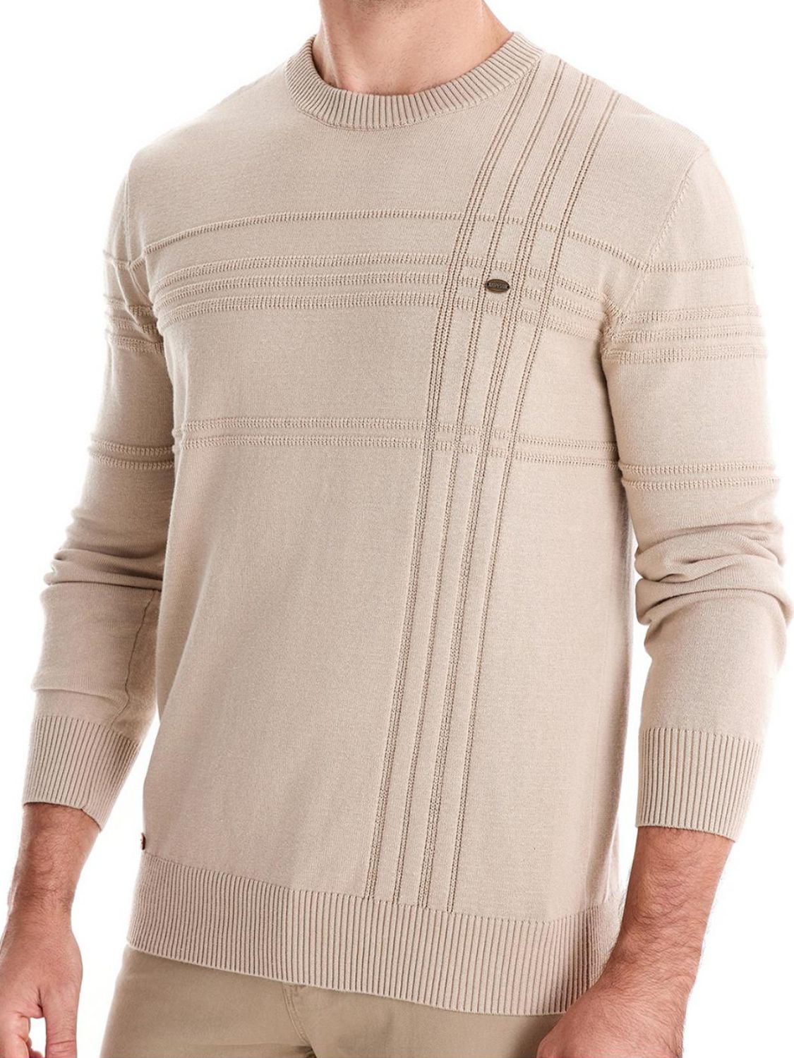 Men's Round Neck Striped Sweater