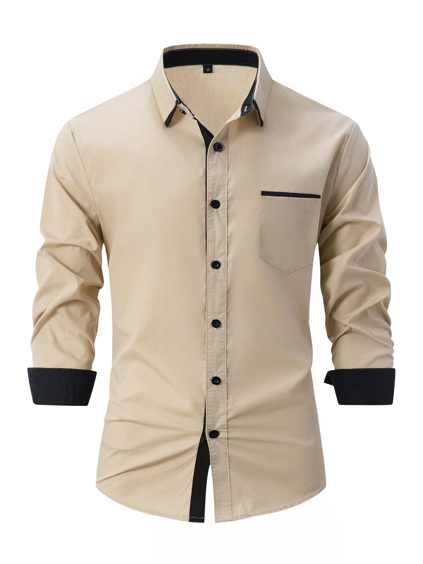 Men's Cotton Color-Matching Business Shirt Slim & Casual