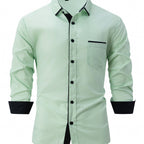 Men's Cotton Color-Matching Business Shirt Slim & Casual