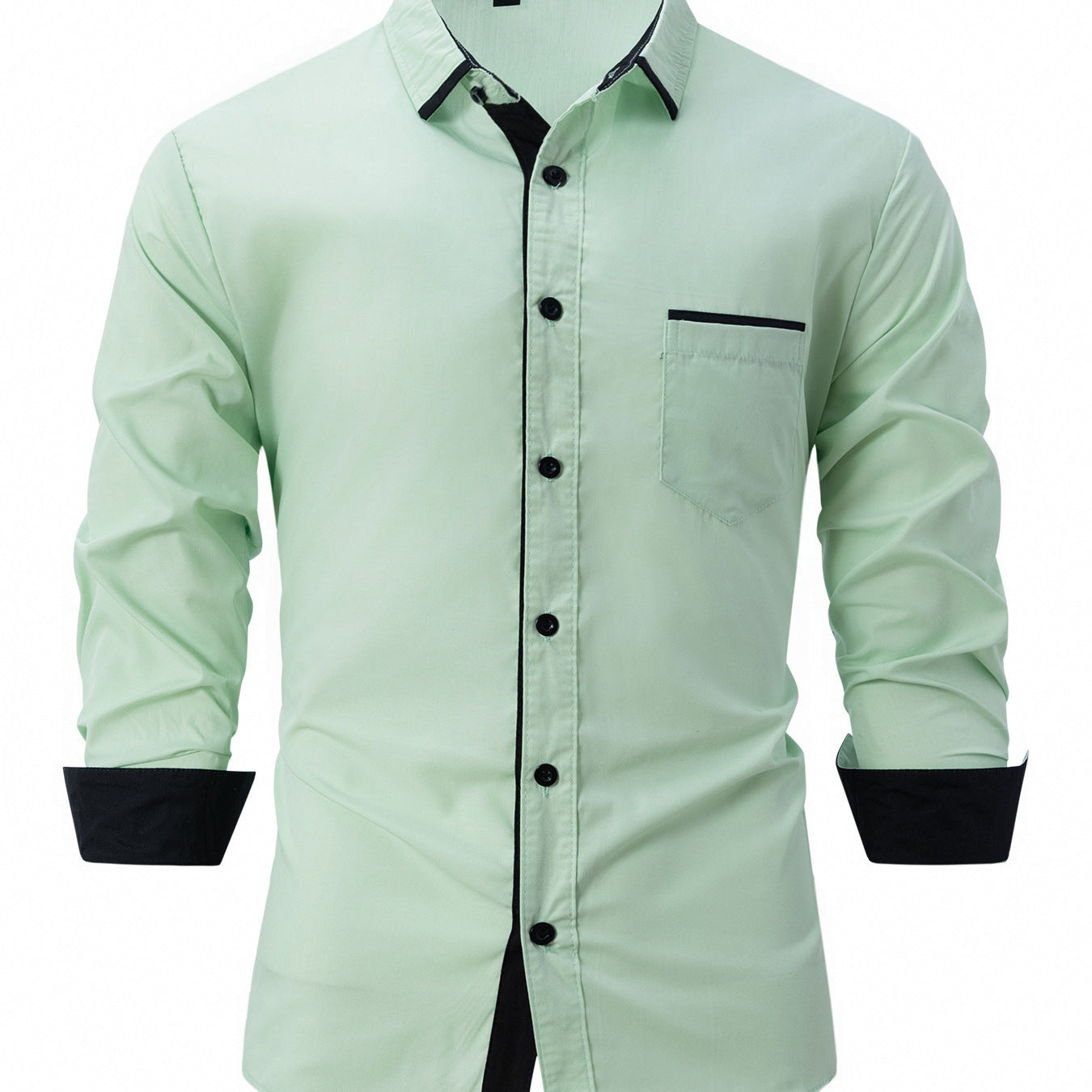Men's Cotton Color-Matching Business Shirt Slim & Casual