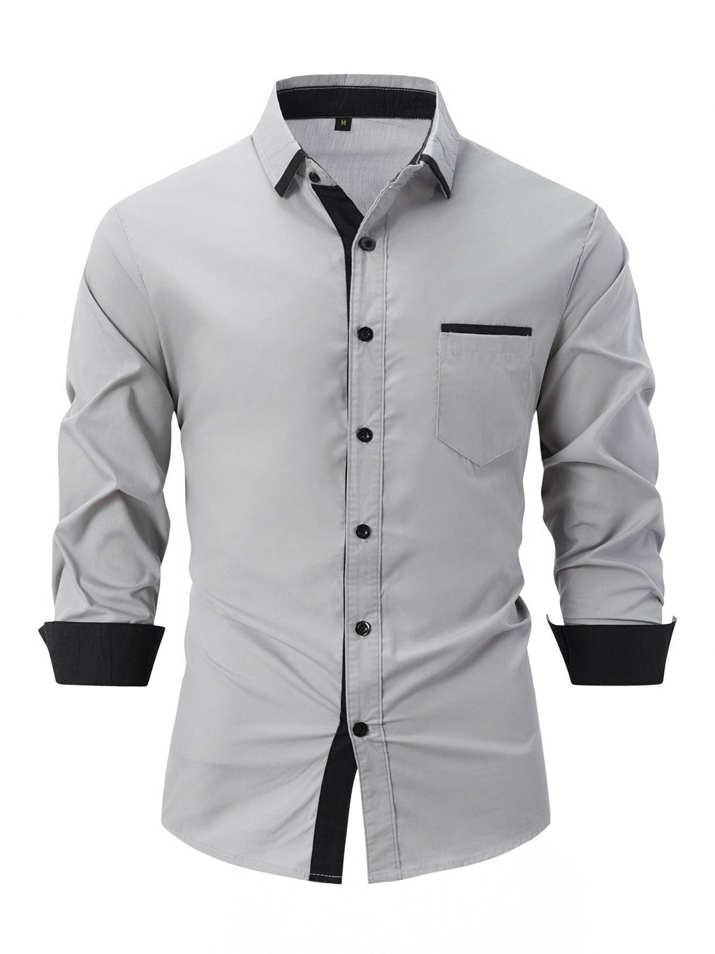 Men's Cotton Color-Matching Business Shirt Slim & Casual