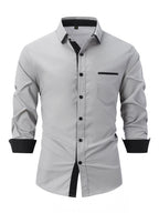Men's Cotton Color-Matching Business Shirt Slim & Casual
