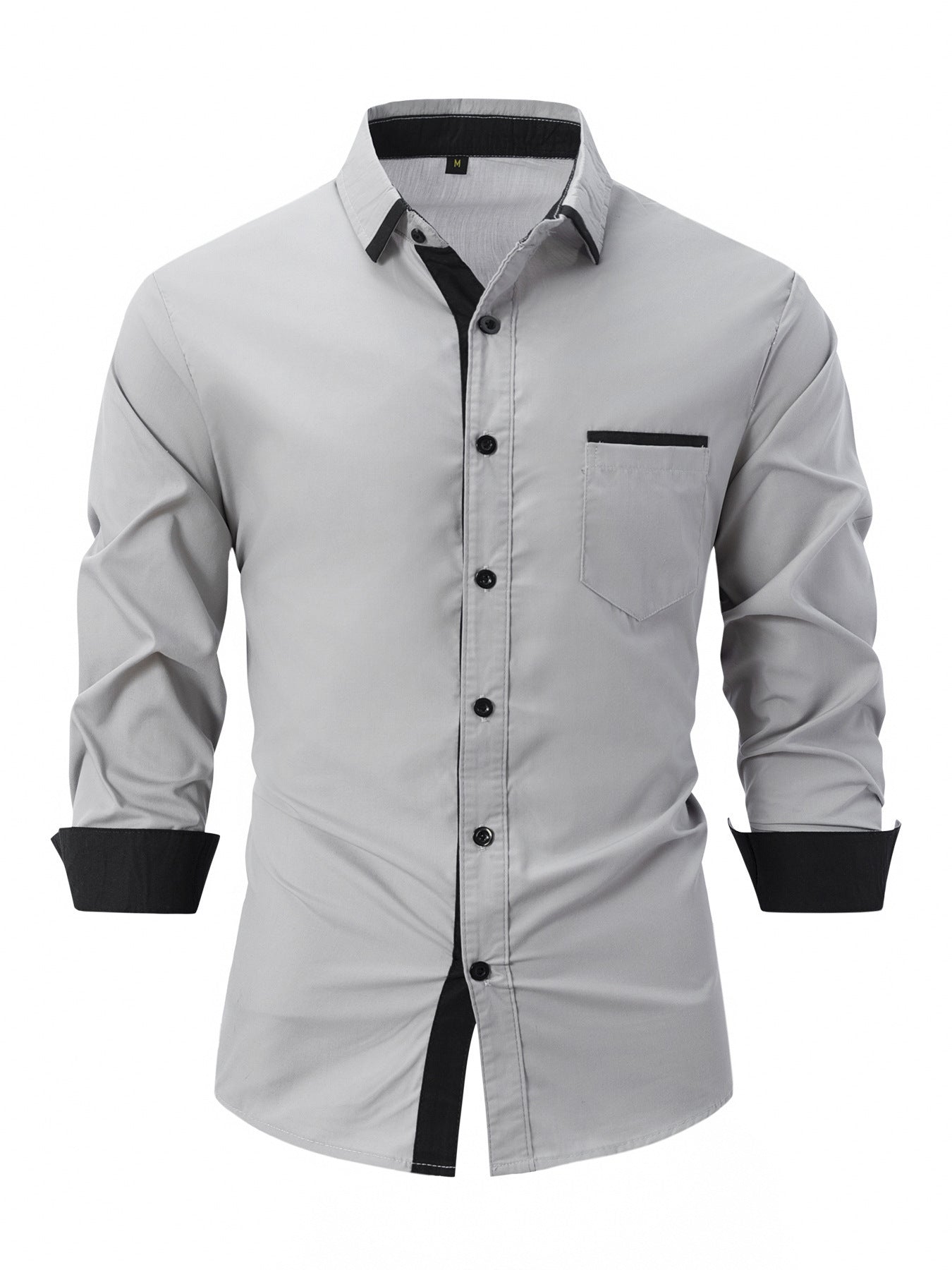 Men's Cotton Color-Matching Business Shirt Slim & Casual