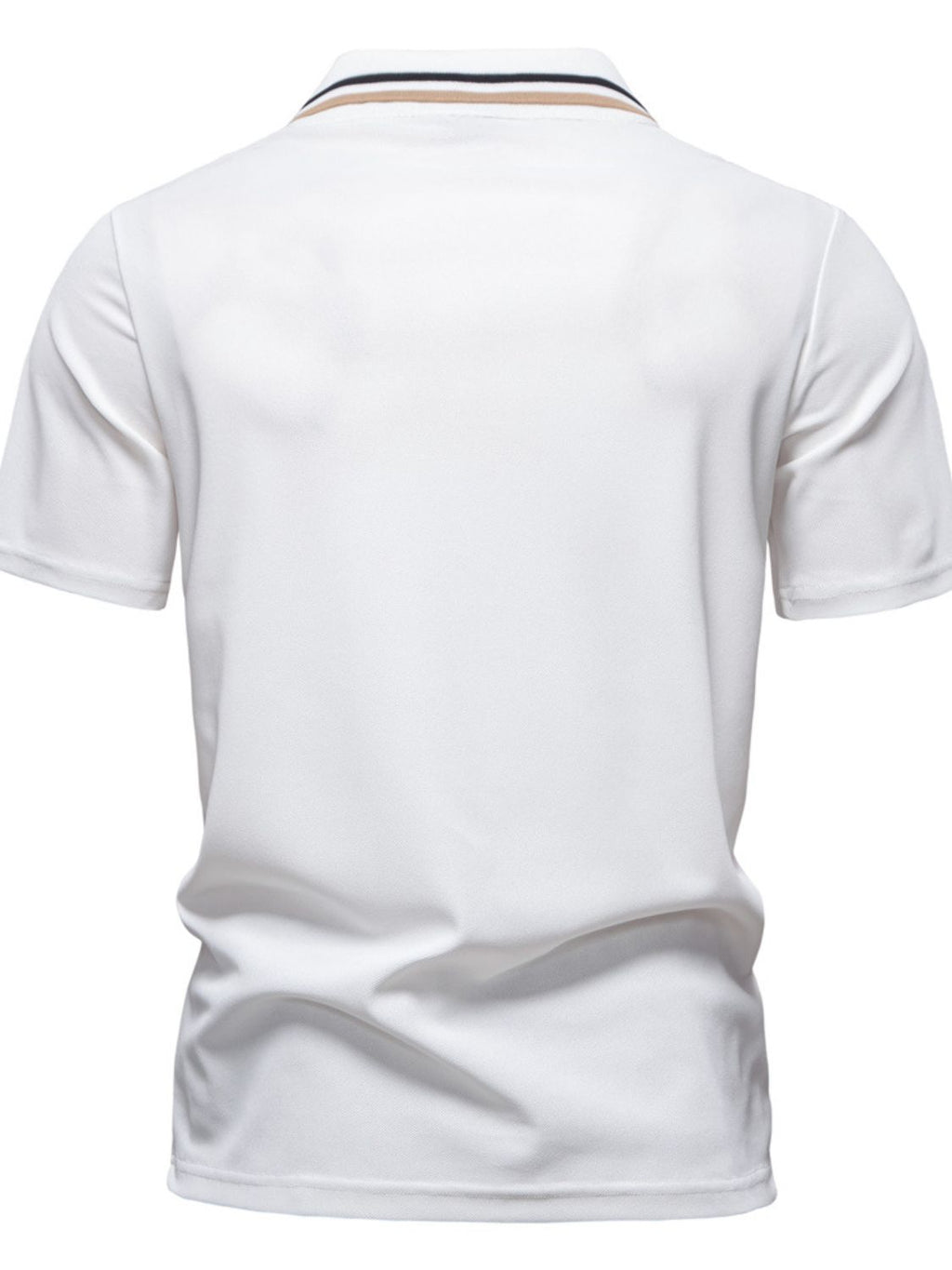 Men's Short Sleeve Collared Neck Striped Polo