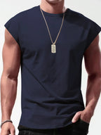 Men's Full Size Round Neck Cap Sleeve Tank Plus Size