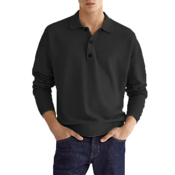 Men's Autumn Long Sleeve V-Neck Polo Shirt – Casual & Stylish