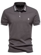 Men's Embroidered Striped Short Sleeve Polo