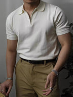 Men's Full Size Zip Collar Short Sleeve Polo Plus SIze