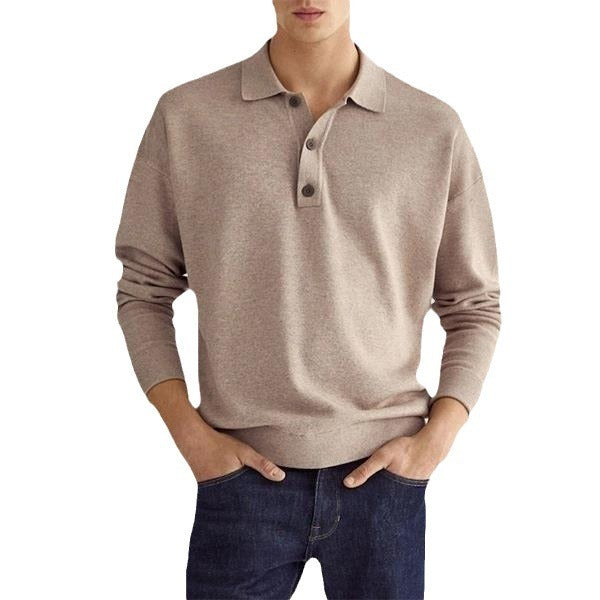 Men's Autumn Long Sleeve V-Neck Polo Shirt – Casual & Stylish