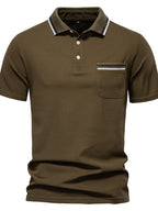 Men's Short Sleeve Collared Neck Striped Polo