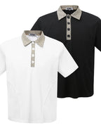 Men's Checkered Collar Accent Short Sleeve Polo