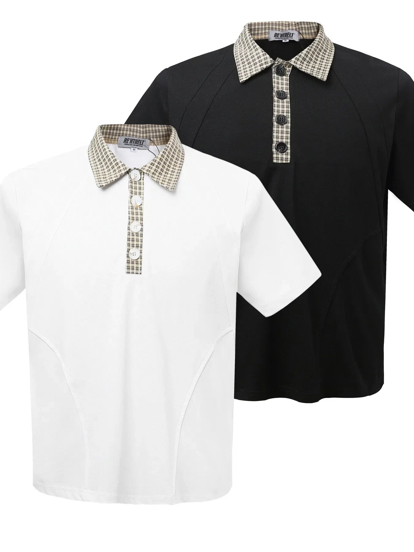 Men's Checkered Collar Accent Short Sleeve Polo