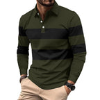 Men's Full Size Collared Contrast Striped Polo Plus Size