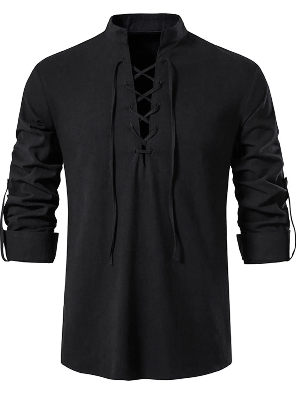 Men's Lace Up Long Sleeve Blouse