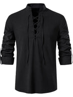 Men's Lace Up Long Sleeve Blouse