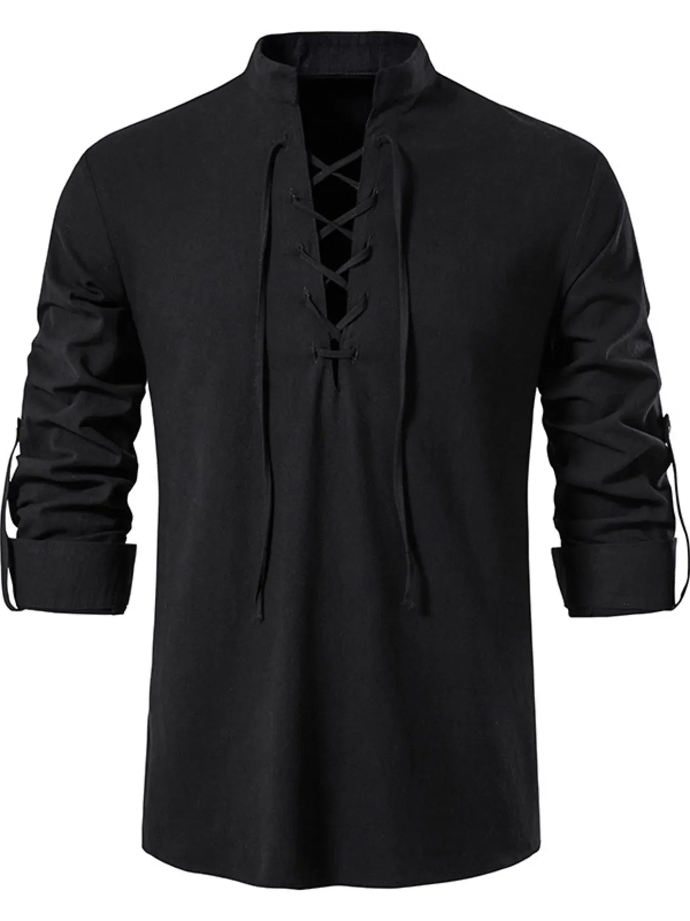Men's Lace Up Long Sleeve Blouse