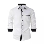 Men's Cotton Color-Matching Business Shirt Slim & Casual