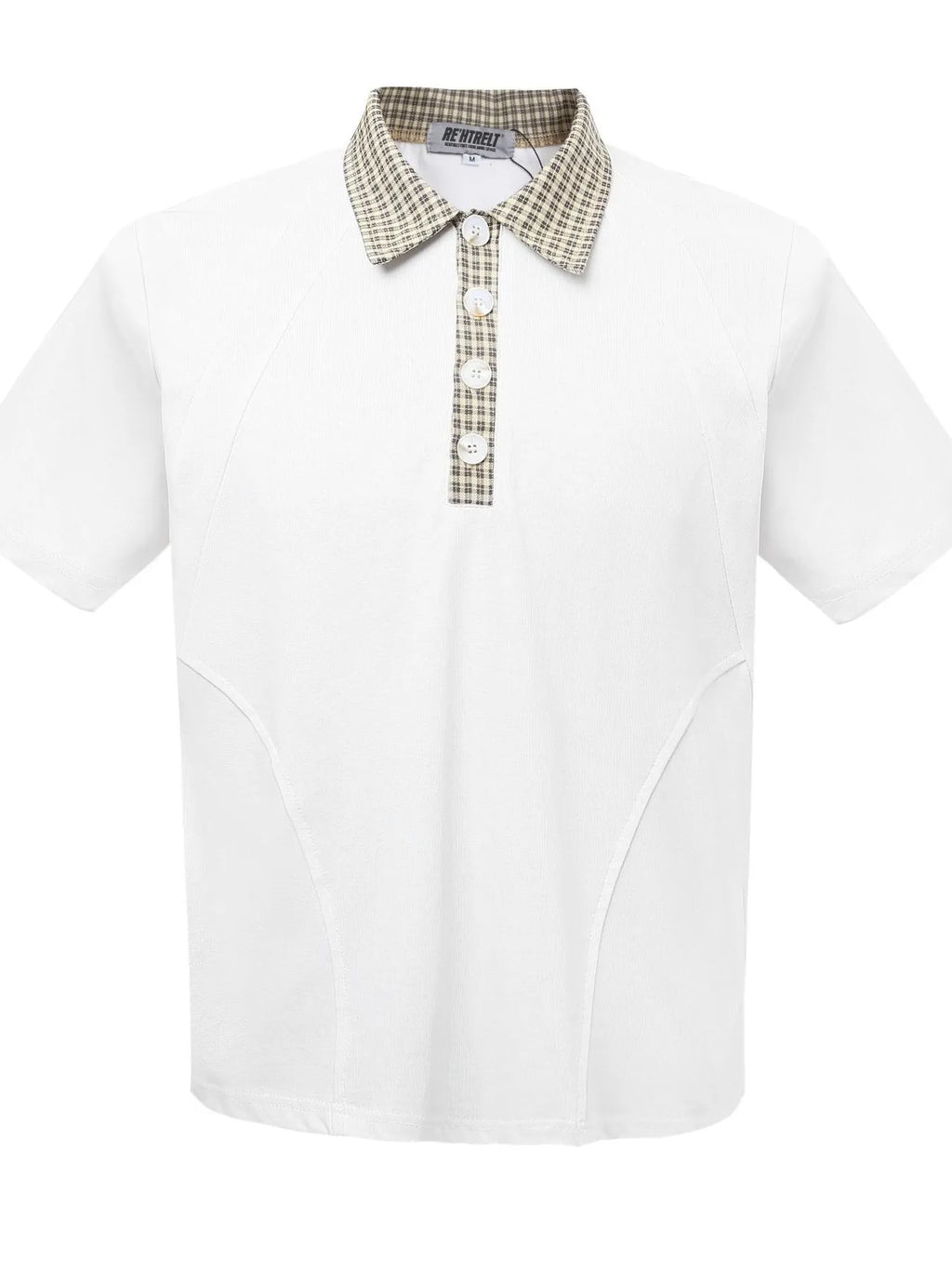 Men's Checkered Collar Accent Short Sleeve Polo