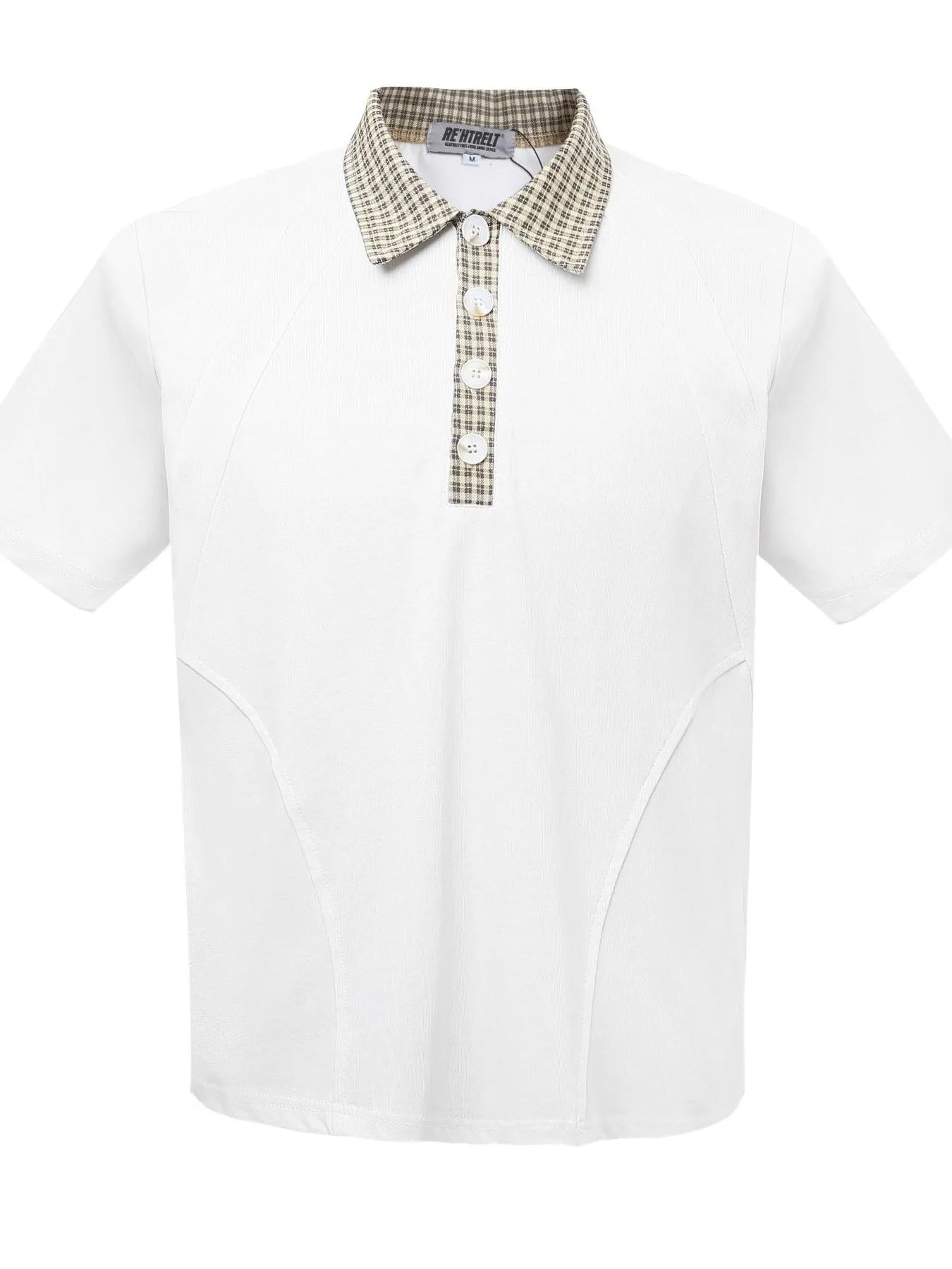 Men's Checkered Collar Accent Short Sleeve Polo