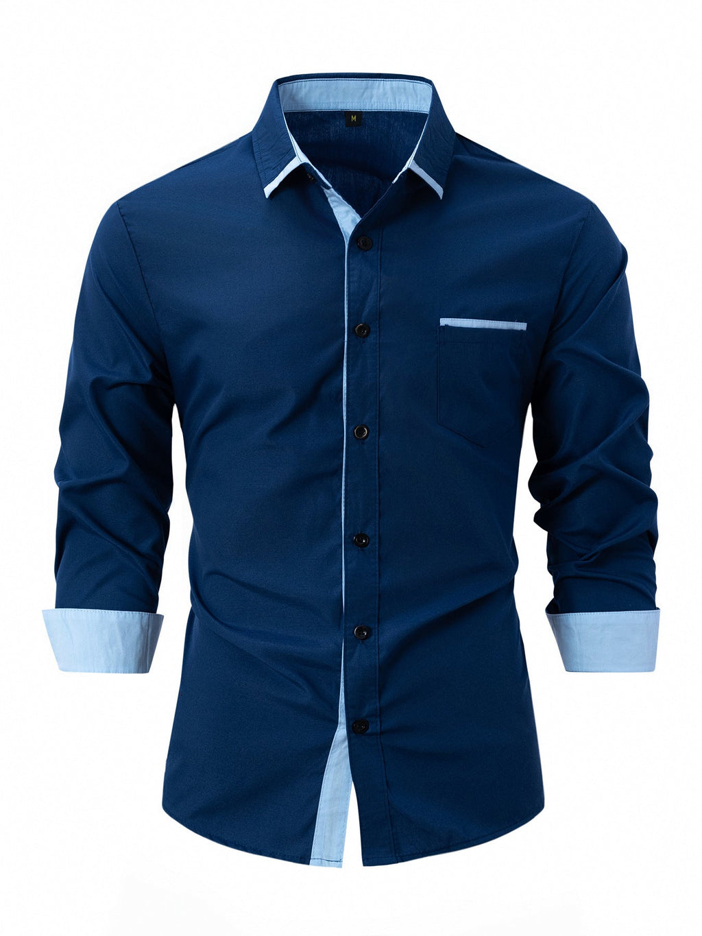 Men's Cotton Color-Matching Business Shirt Slim & Casual