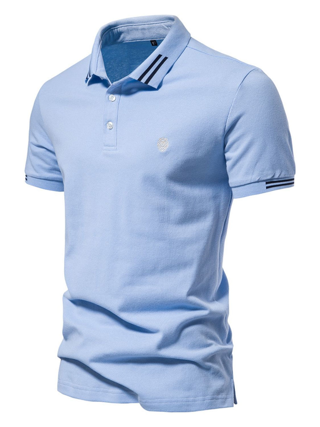 Men's Embroidered Striped Short Sleeve Polo