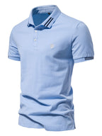 Men's Embroidered Striped Short Sleeve Polo