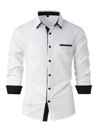 Men's Cotton Color-Matching Business Shirt Slim & Casual