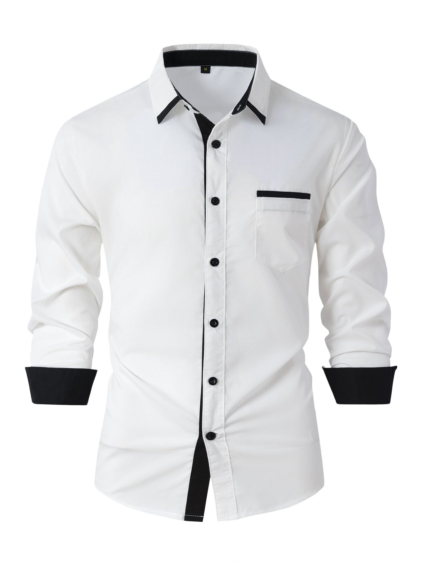 Men's Cotton Color-Matching Business Shirt Slim & Casual