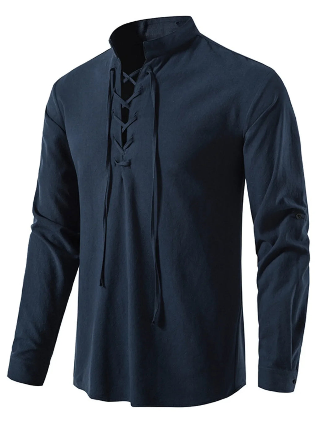 Men's Lace Up Long Sleeve Blouse