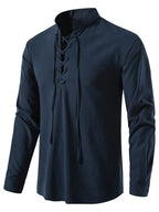 Men's Lace Up Long Sleeve Blouse