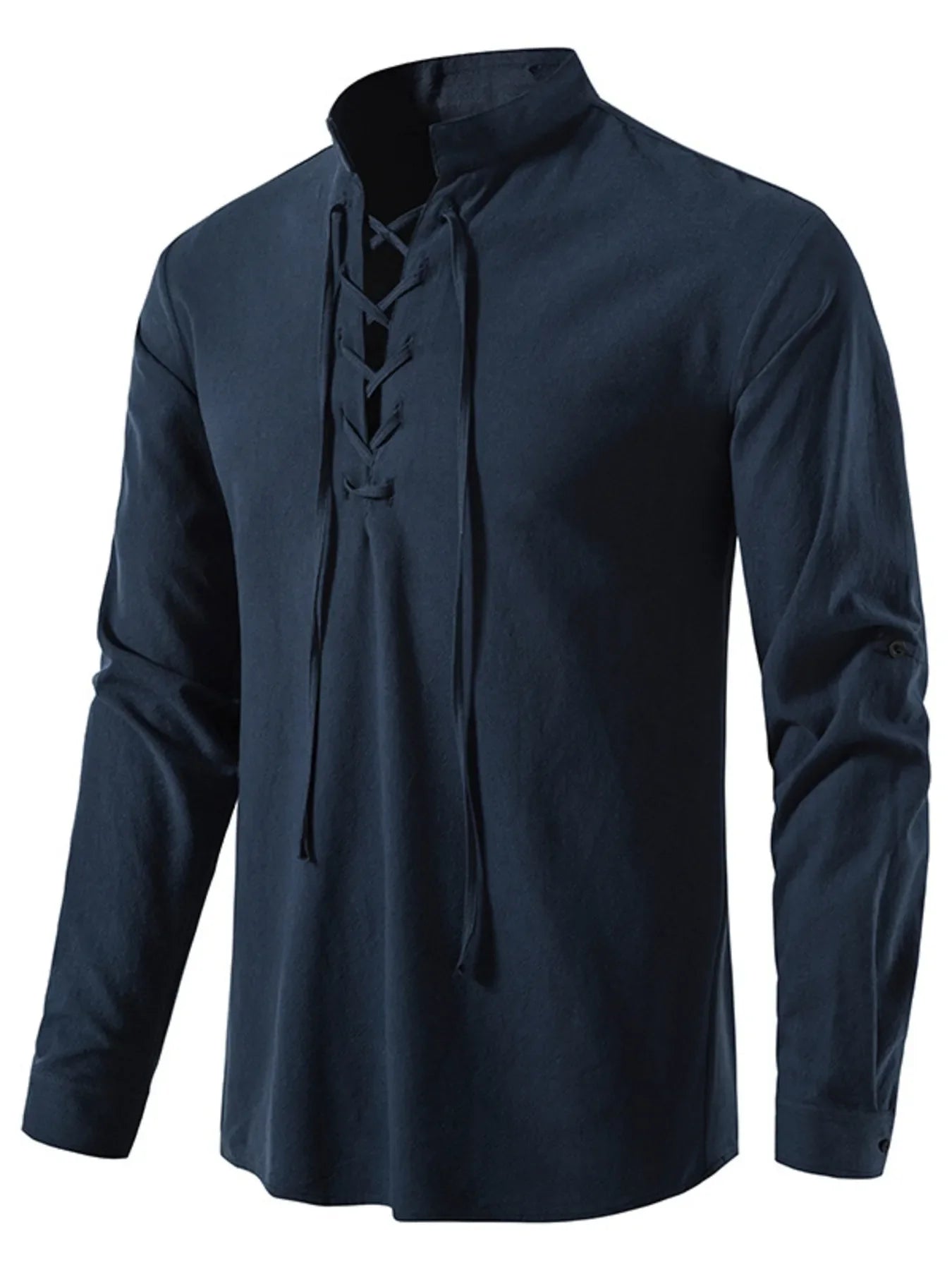 Men's Lace Up Long Sleeve Blouse