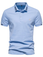 Men's Embroidered Striped Short Sleeve Polo