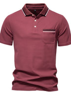 Men's Short Sleeve Collared Neck Striped Polo