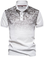Men's Printed Collared Neck Short Sleeve Polo
