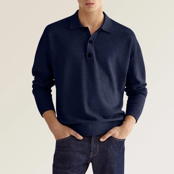 Men's Autumn Long Sleeve V-Neck Polo Shirt – Casual & Stylish