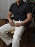 Men's Full Size Zip Collar Short Sleeve Polo Plus SIze