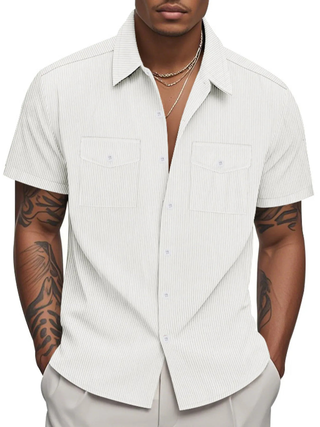 Men's Full Size Button Up Short Sleeve Shirt Plus Size