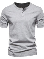 Men's Full Size Henley Style T-Shirt with Button Detail Plus Size